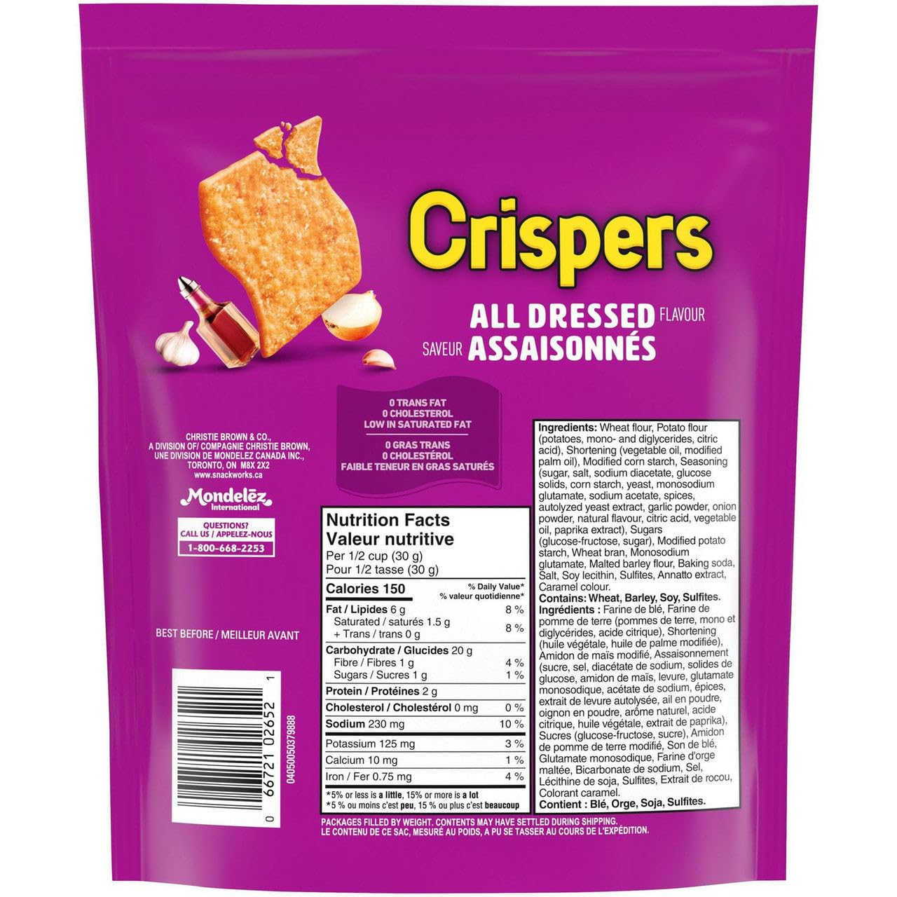 Christie Crispers All Dressed Crackers Nutrition Facts
