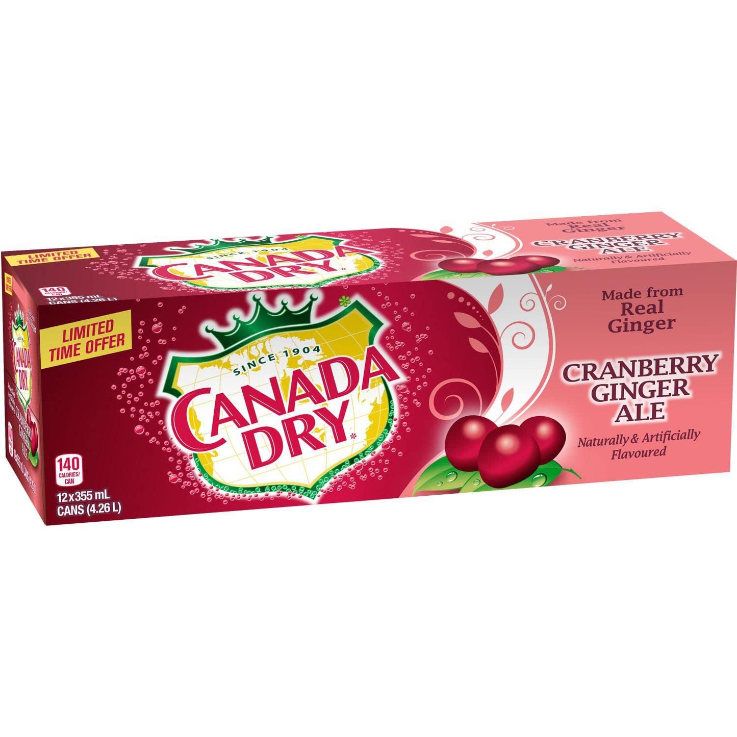 Canada Dry Cranberry Ginger Ale Cans 355ml/12.00oz (Shipped from Canada)