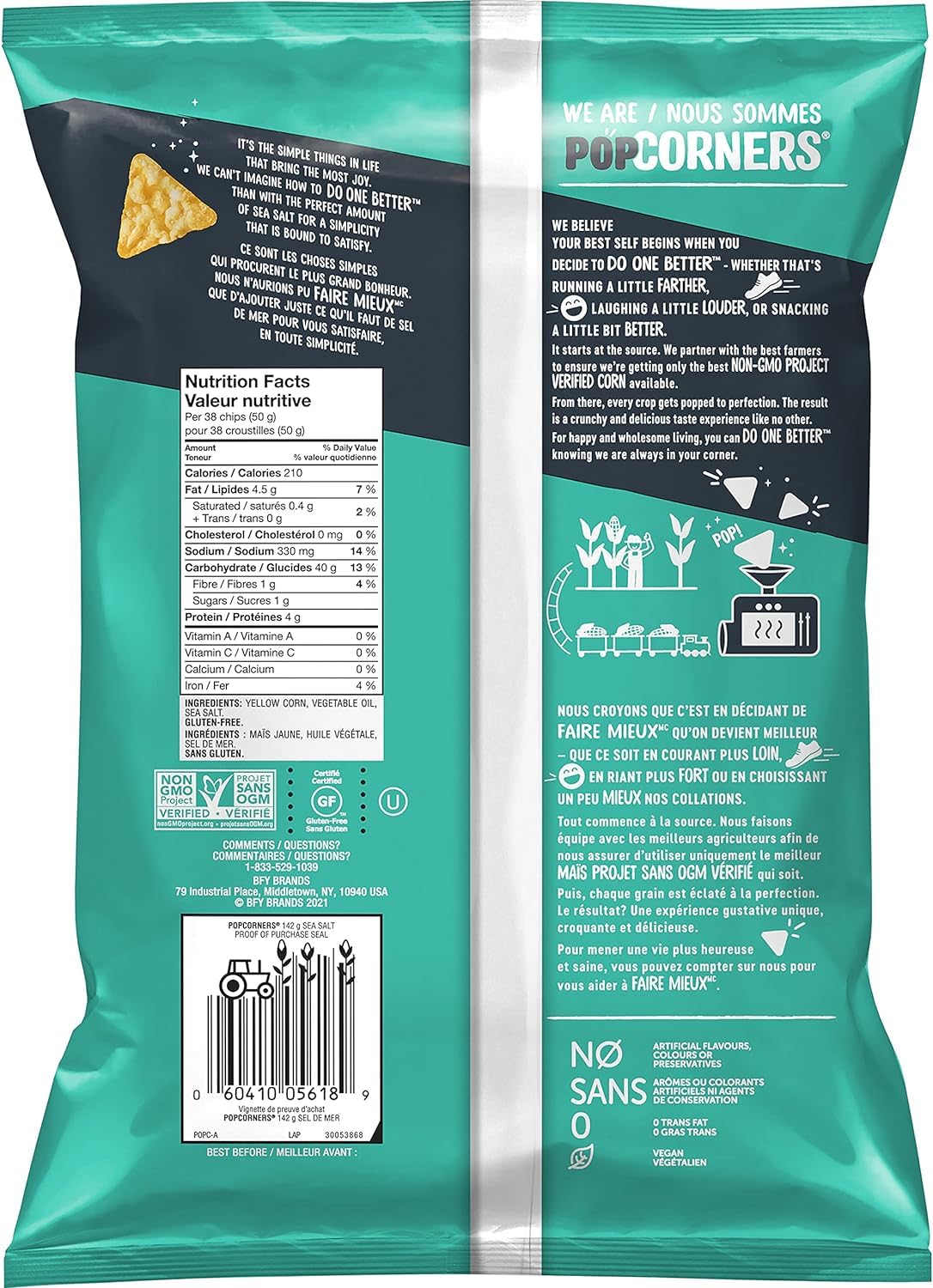 PopCorners Sea Salt Popped-Corn Chips 142g/5oz (Shipped from Canada)