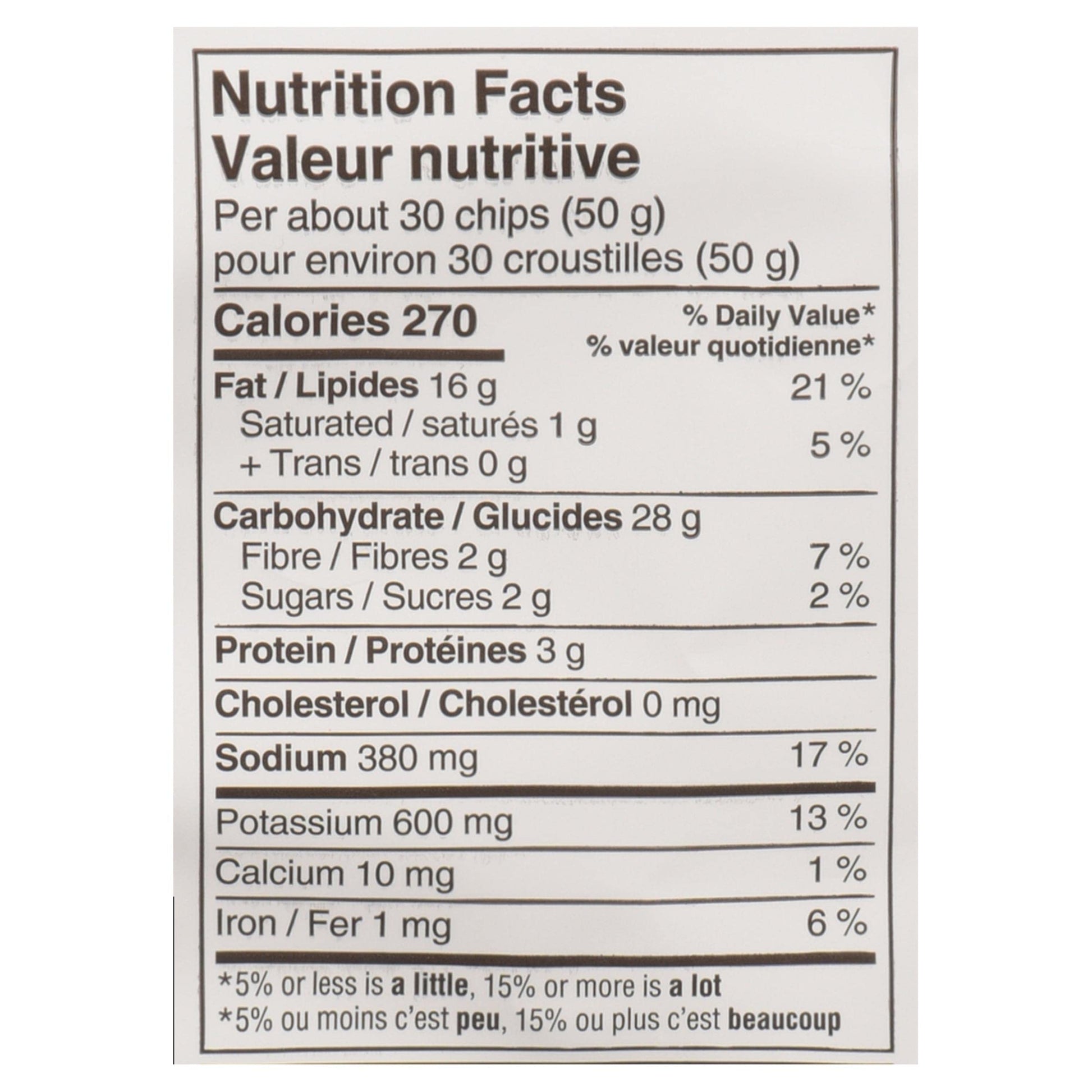 Old Dutch BBQ Potato Chips nutrition facts