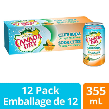 Canada Dry Orange Mandarin Club Soda Cans 355ml/12oz (Shipped from Canada)