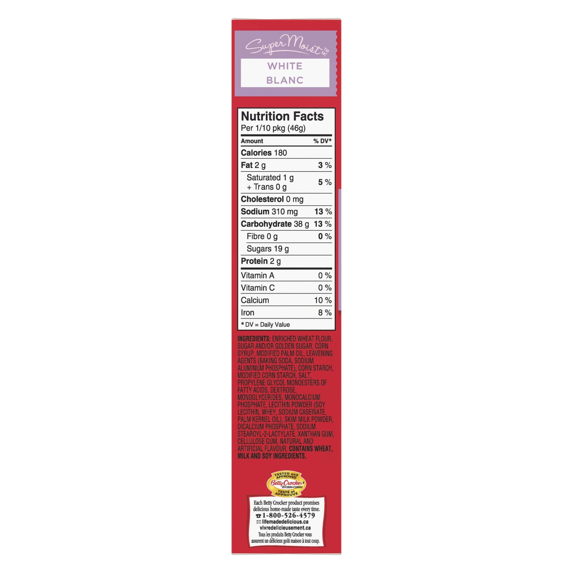 Betty Crocker Super Moist White Cake Mix Nutrition Facts