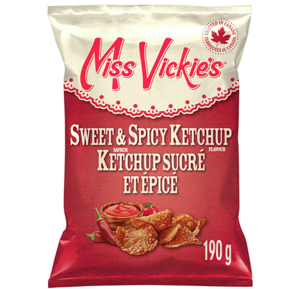 Miss Vickie's Kettle Cooked Potato Chips Variety Pack, All Dressed, Spicy Dill Pickle, Sour Cream, Herb and Onion, Lime and Black Pepper, Sweet & Spicy Ketchup Flavored Chips, 200g/7 oz (Pack of 5) Shipped from Canada