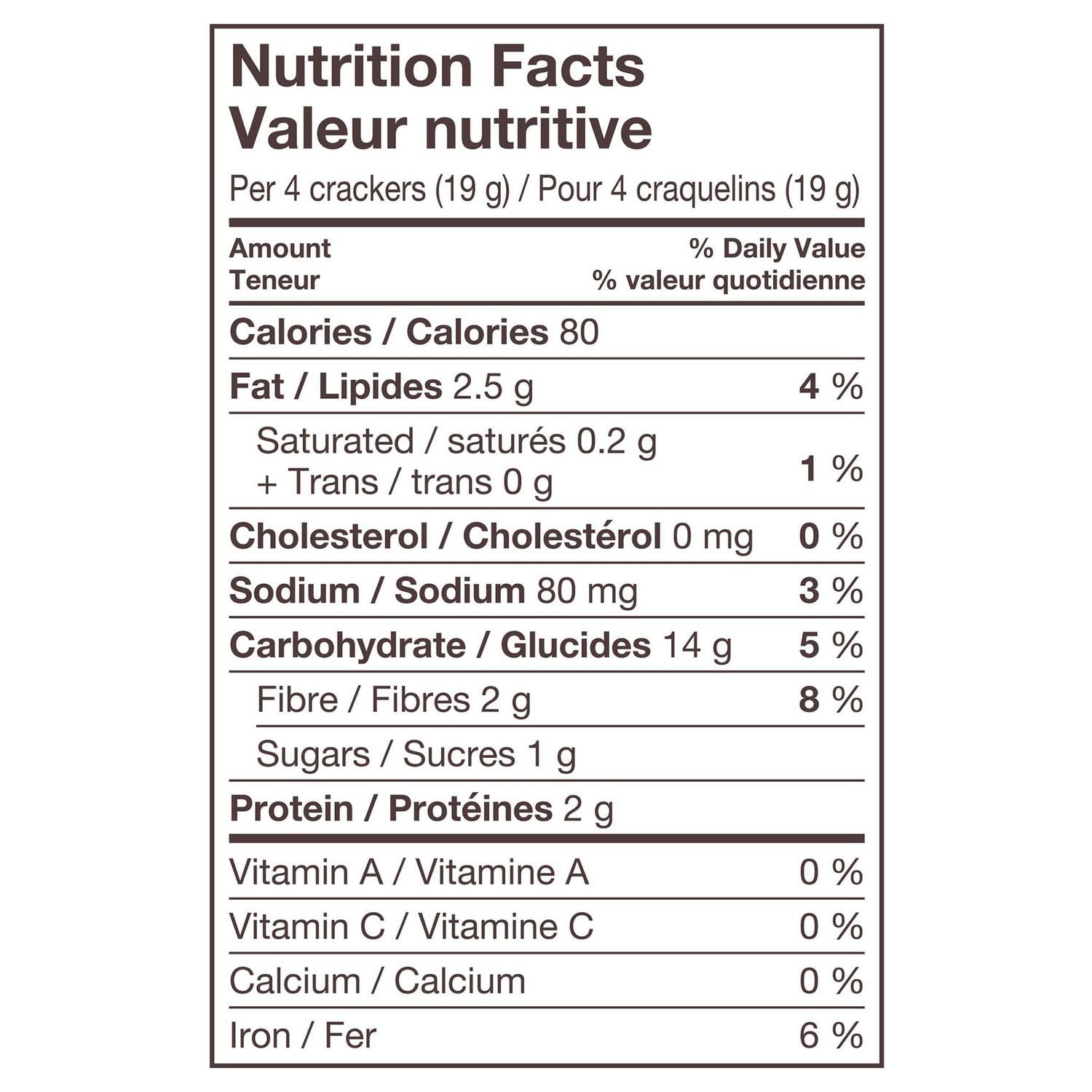 Triscuit Balsamic Vinegar & Basil Crackers Nutrition Facts