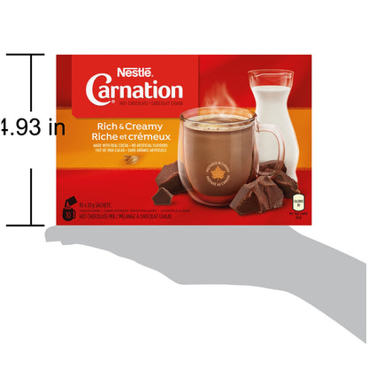 Nestle Carnation Hot Chocolate Rich and Creamy 10 x 25 g sachets, 250g (8.83oz), Product of Canada