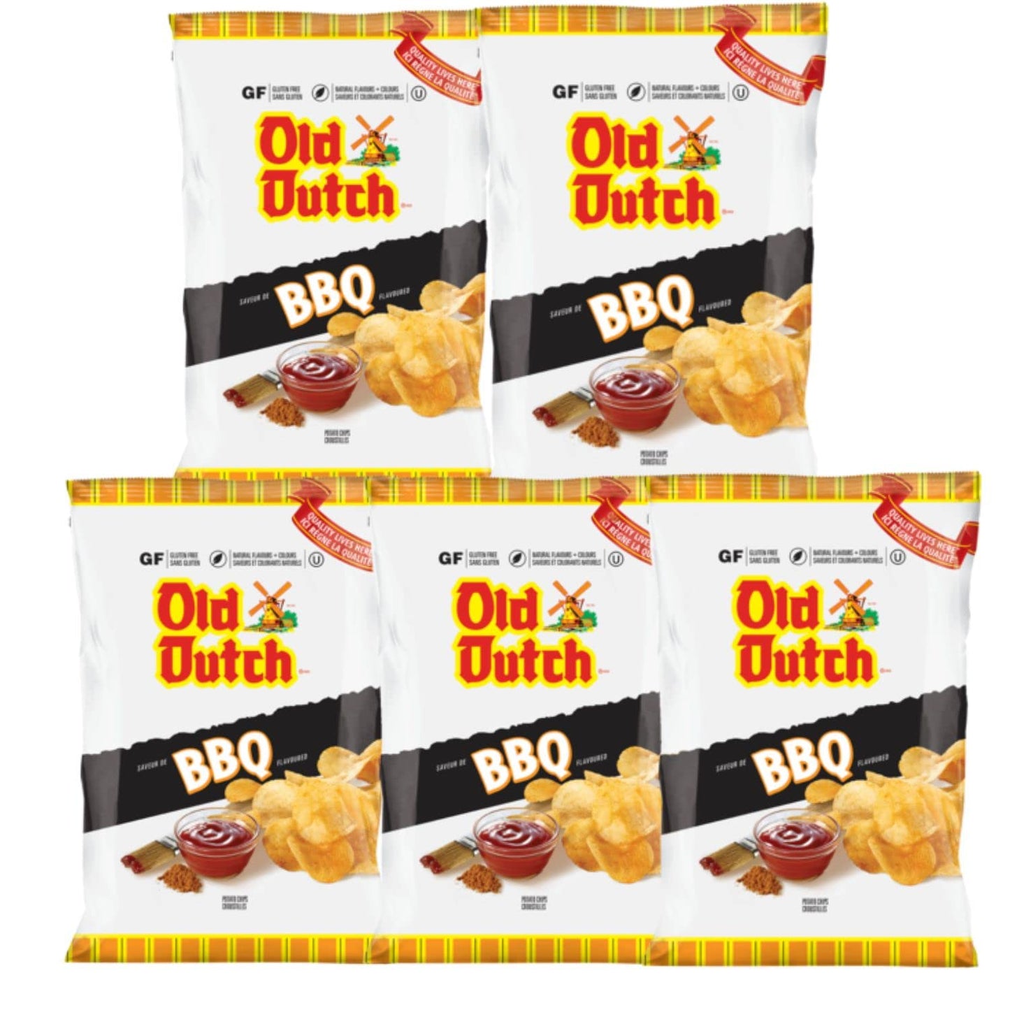 Old Dutch BBQ Potato Chips pack of 5