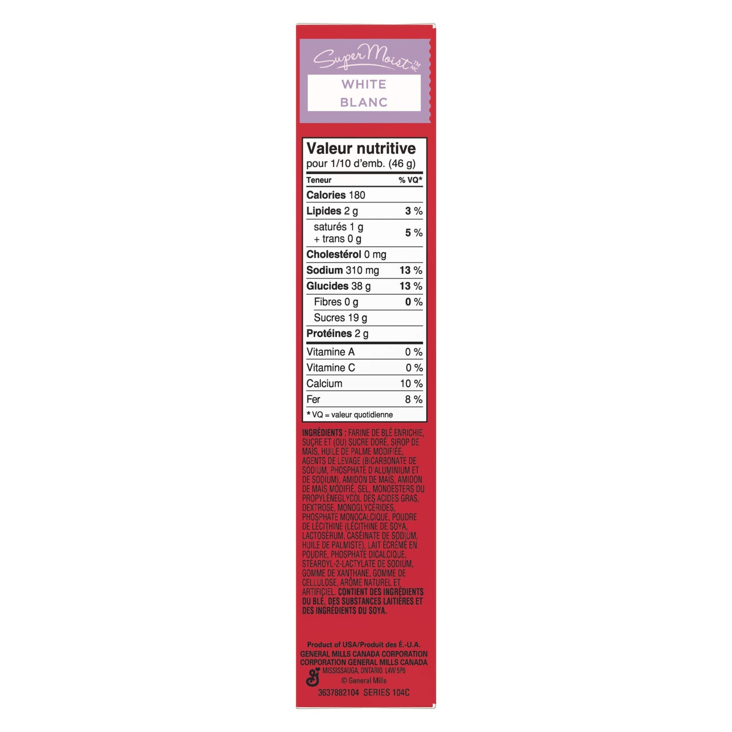 Betty Crocker Super Moist White Cake Mix Nutrition Facts French