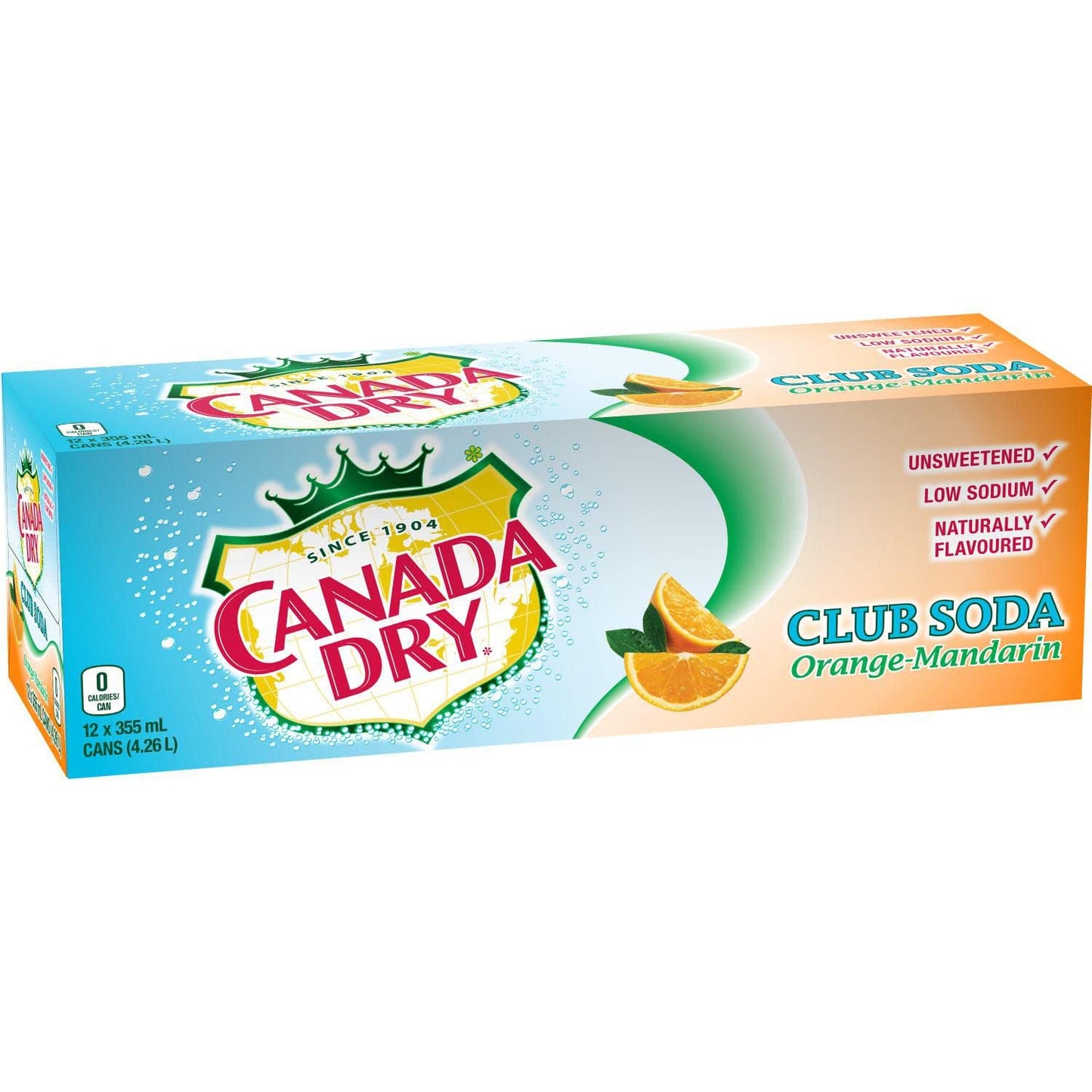 Canada Dry Orange Mandarin Club Soda Cans 355ml/12oz (Shipped from Canada)