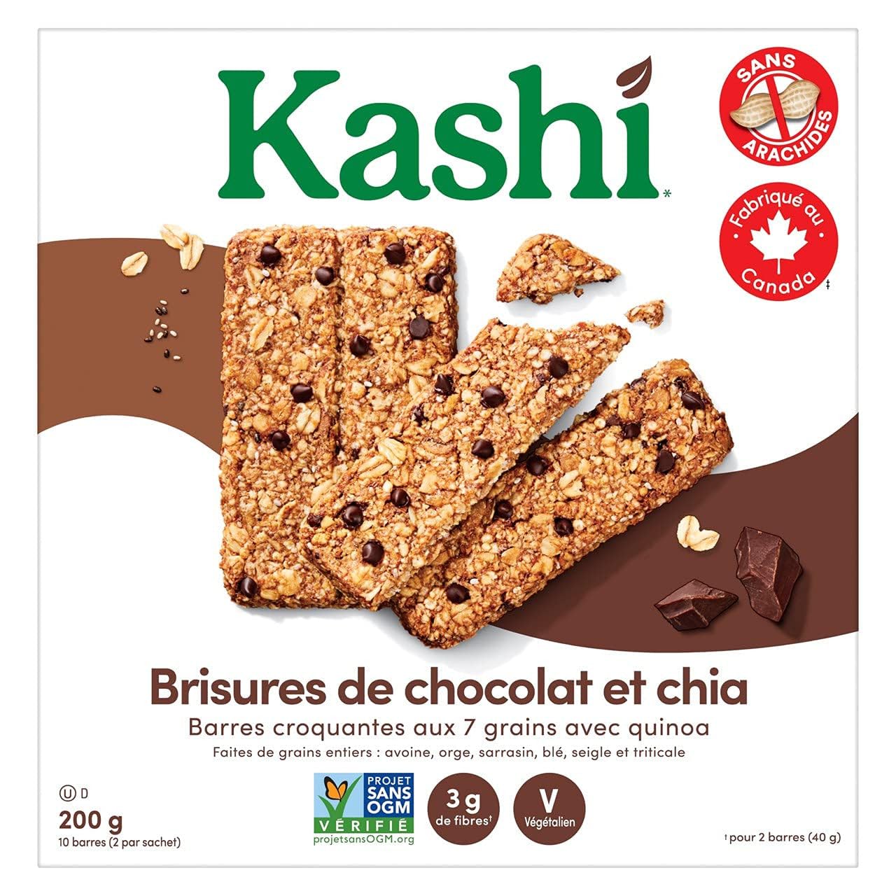 Kashi 7 Grain Chocolate Chip Chia with Quinoa bars front cover french