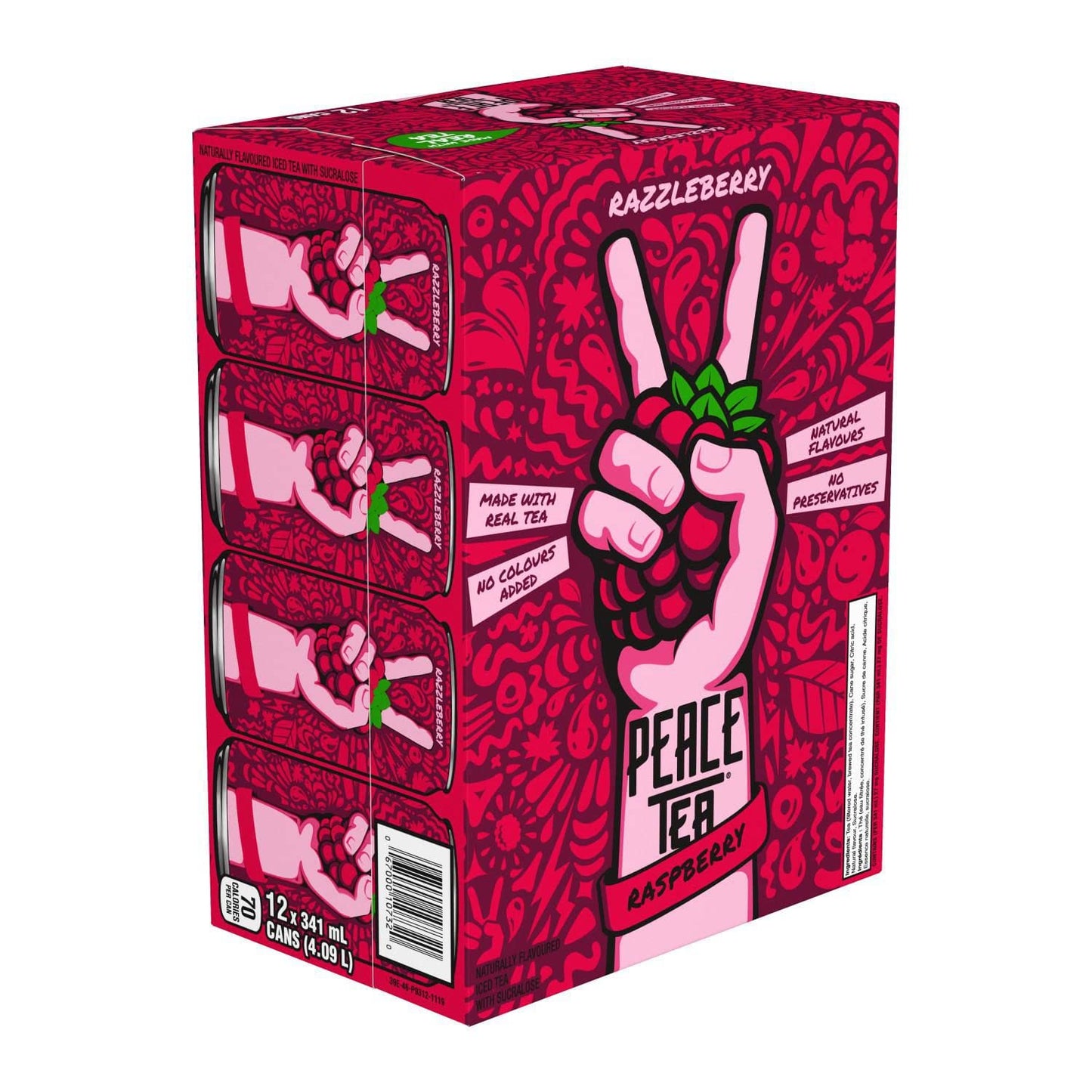 Peace Tea Iced Tea Razzleberry, Case of 12 Cans, 341 mL/11 fl.oz (Shipped from Canada)