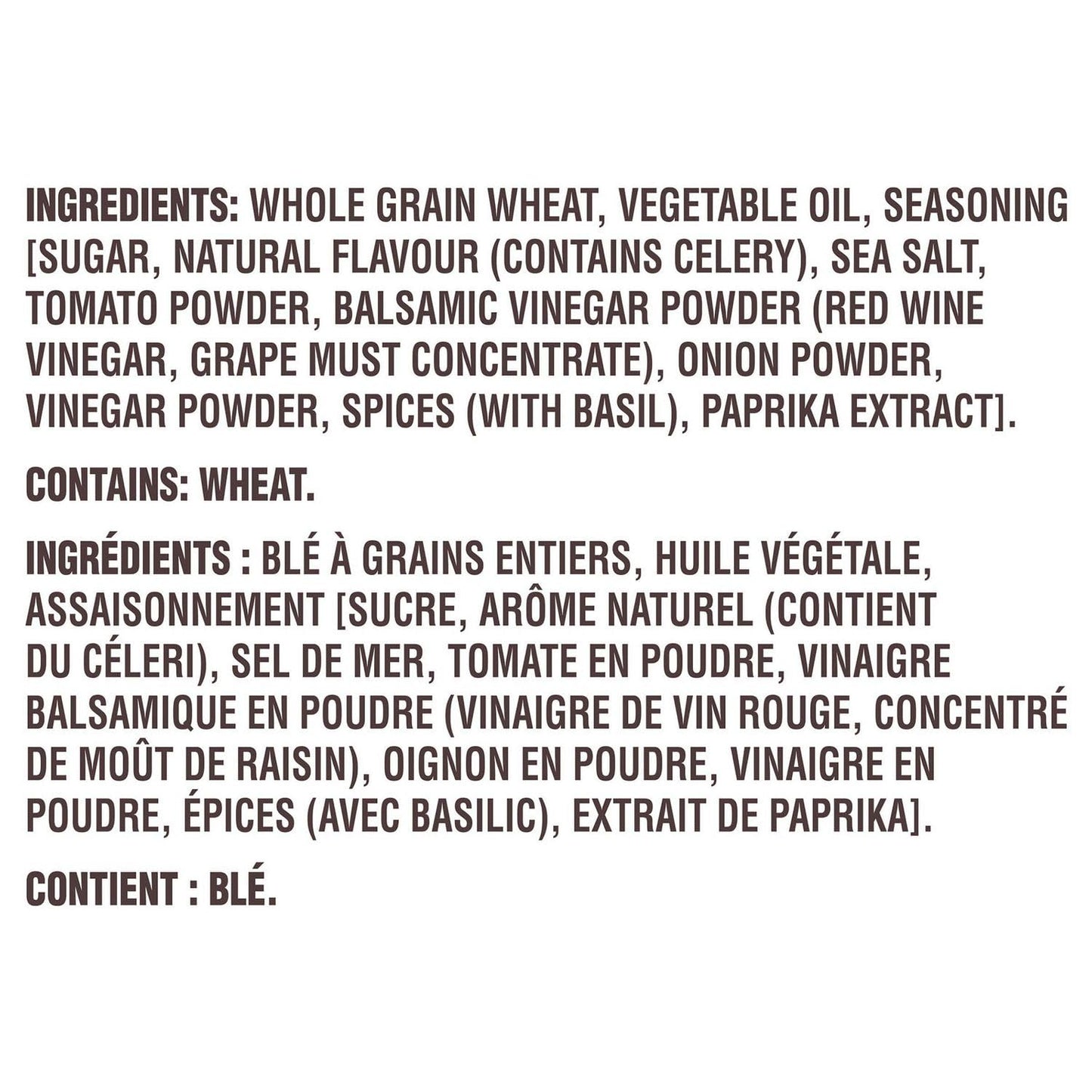 Triscuit Balsamic Vinegar & Basil Crackers Ingredients