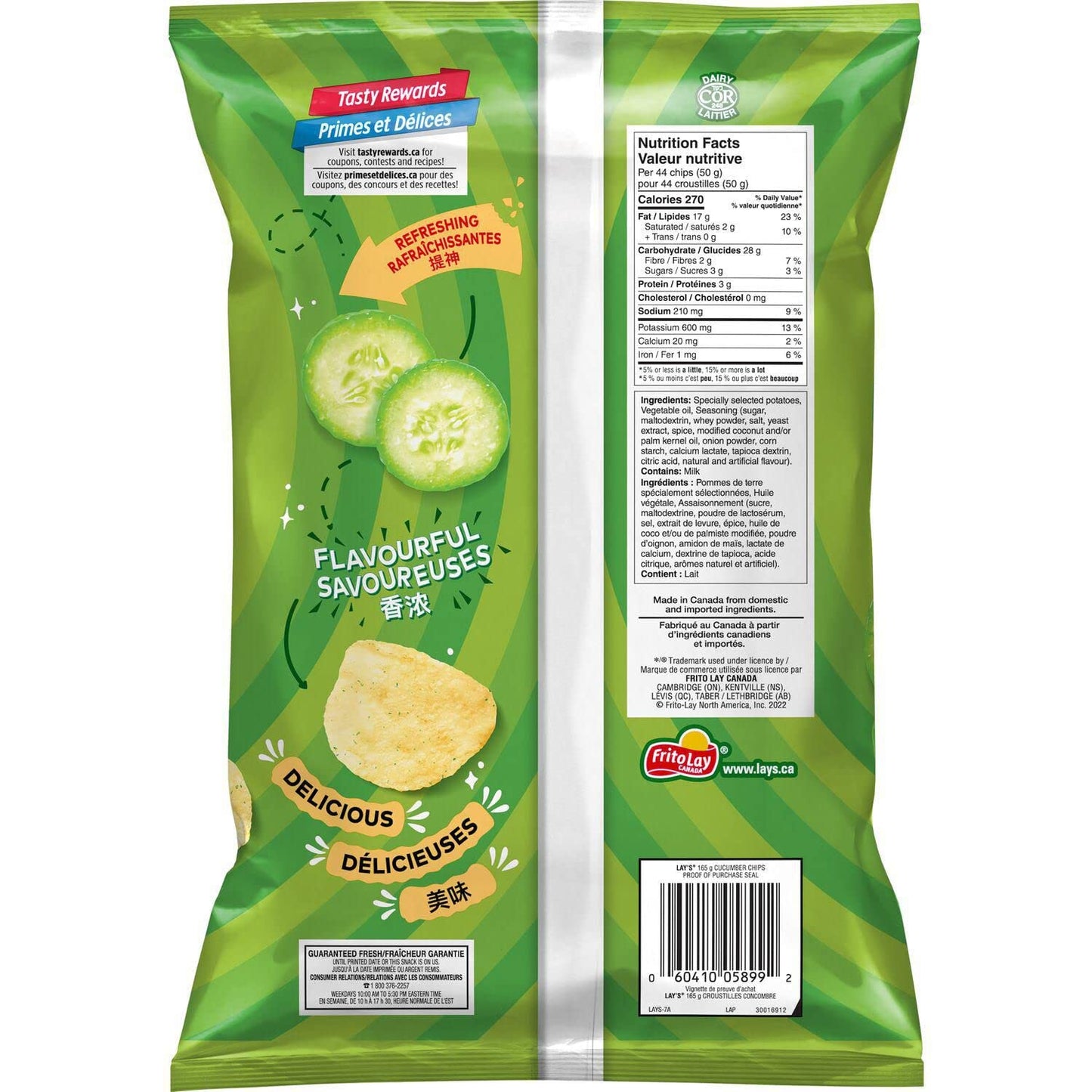 Lays Cucumber Potato Chips back cover