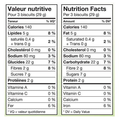 Peek Frean Lifestyle Cranberry Citrus Oat nutrition facts