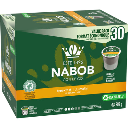 Nabob Breakfast Blend Coffee Keurig Certified K-Cup Pods 292g/10.3oz (Shipped from Canada)