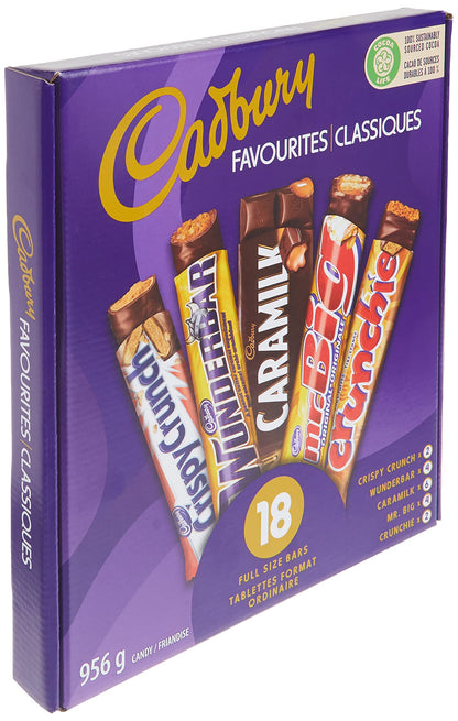 Cadbury 18 Full Size Assorted Chocolate Bars, Caramilk, Mr Big, Crispy Crunch, Crunchie, Wunderbar Chocolate Bars Variety Pack  956g/33.72oz (Shipped from Canada)