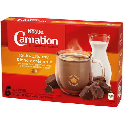 Nestle Carnation Hot Chocolate Rich and Creamy 10 x 25 g sachets, 250g (8.83oz), Product of Canada