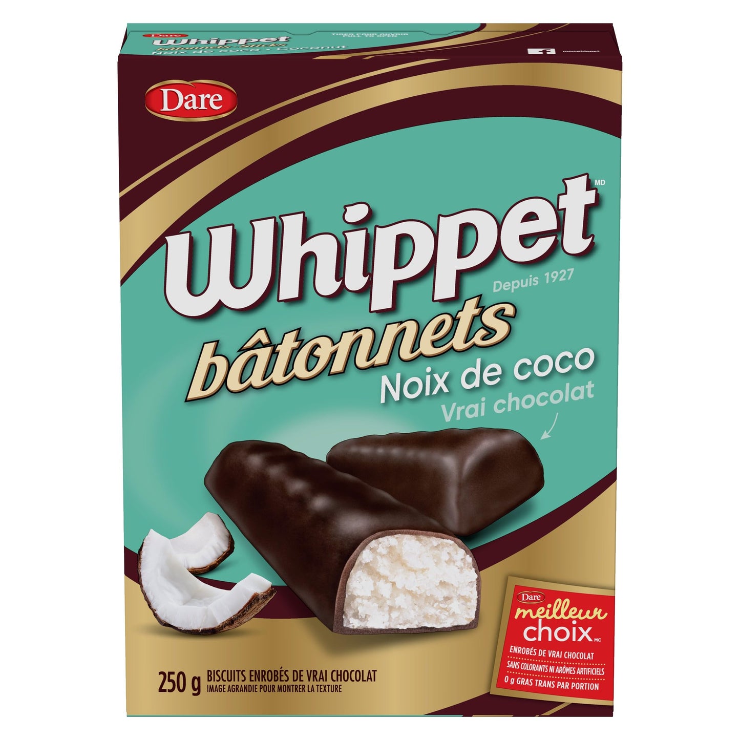 Dare Whippet Sticks Chocolate covered Coconut Sticks 250g/8.8oz (Shipped from Canada)