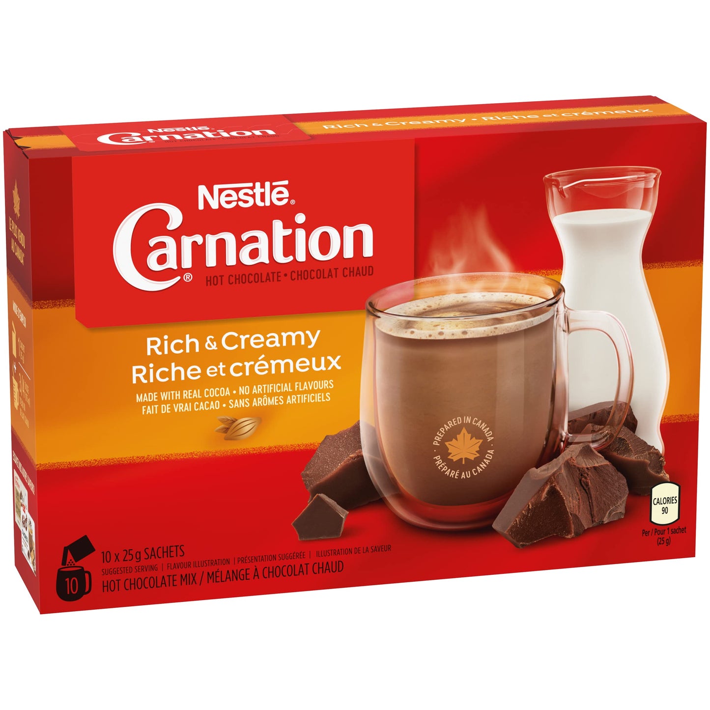 Nestle Carnation Hot Chocolate Rich and Creamy 10 x 25 g sachets, 250g (8.83oz), Product of Canada