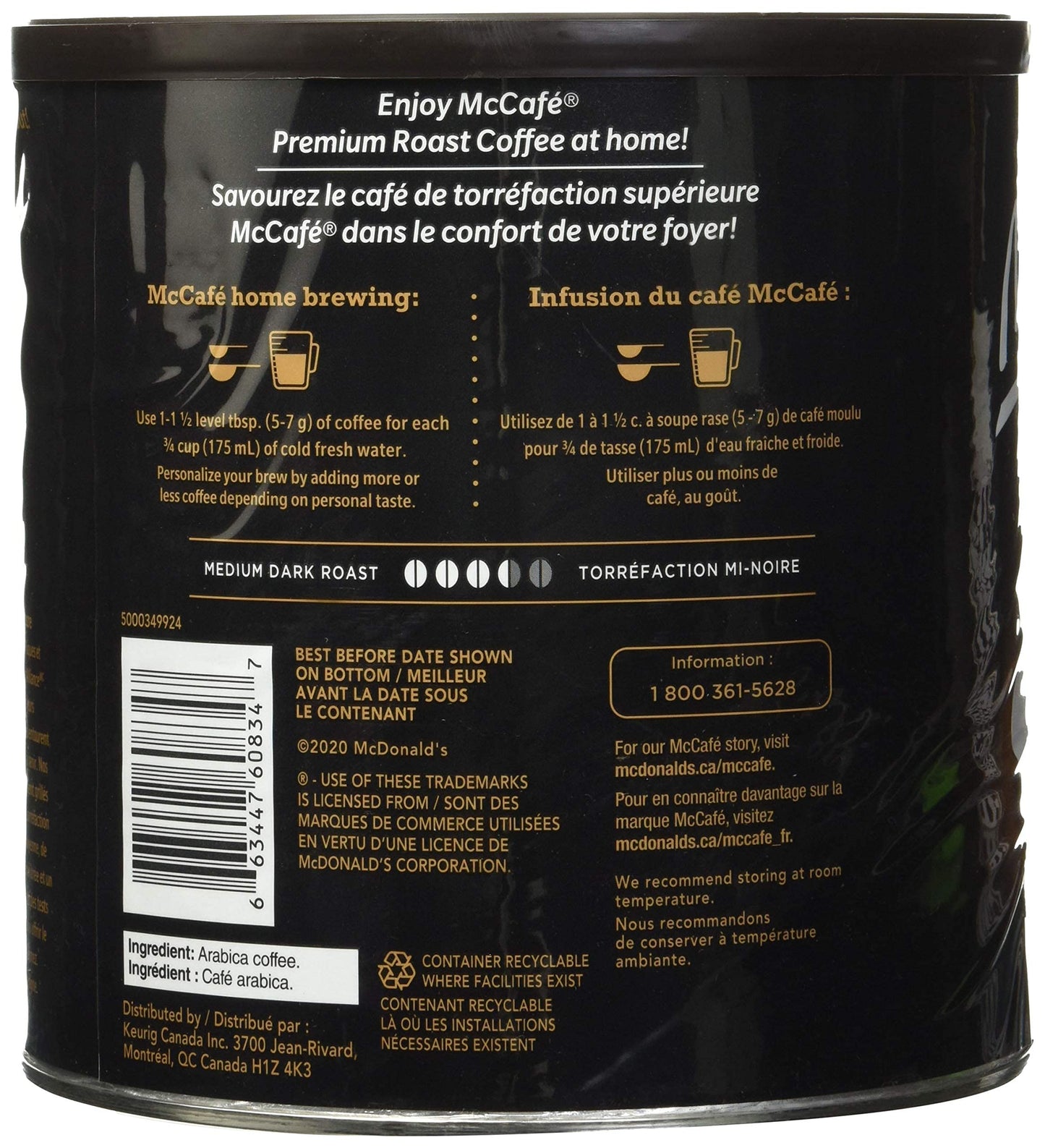 McCafe Premium Roast Ground Coffee, 950g/33.5oz (Shipped from Canada)