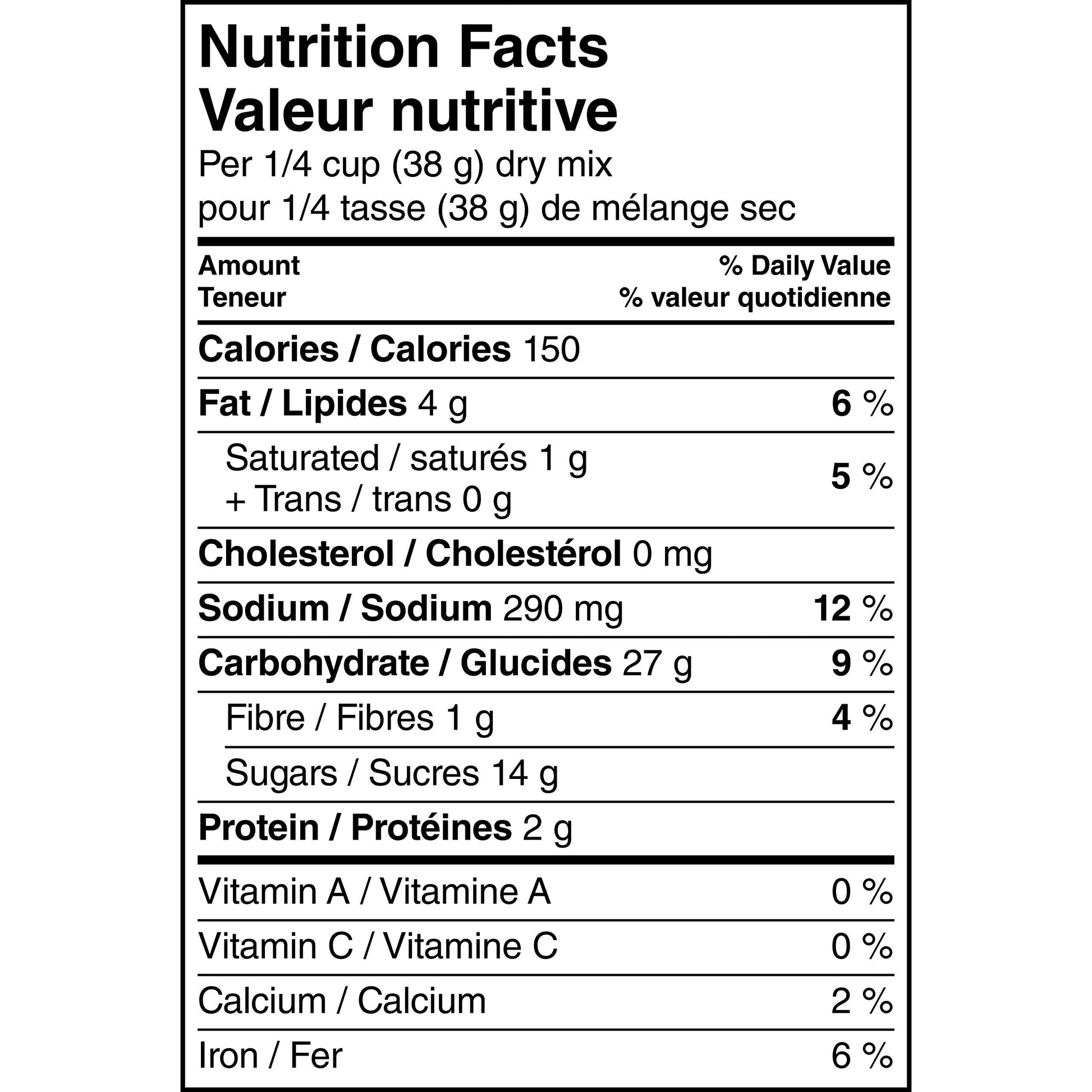 Quaker Muffin Mix Blueberry Nutrition Facts