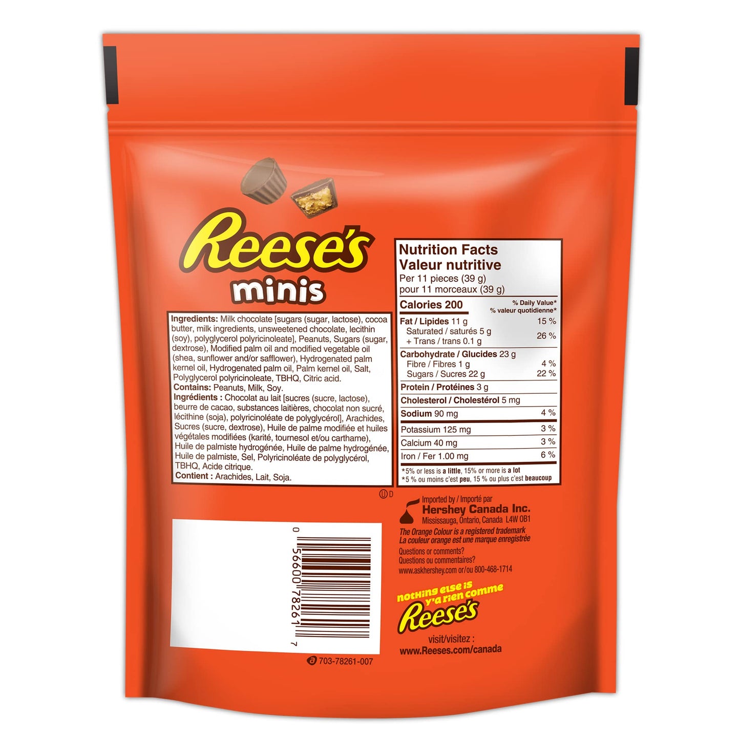 Reese's Chocolate Candy Peanut Butter Cups Minis Family Pouch, 400g/14.1oz (Shipped from Canada)