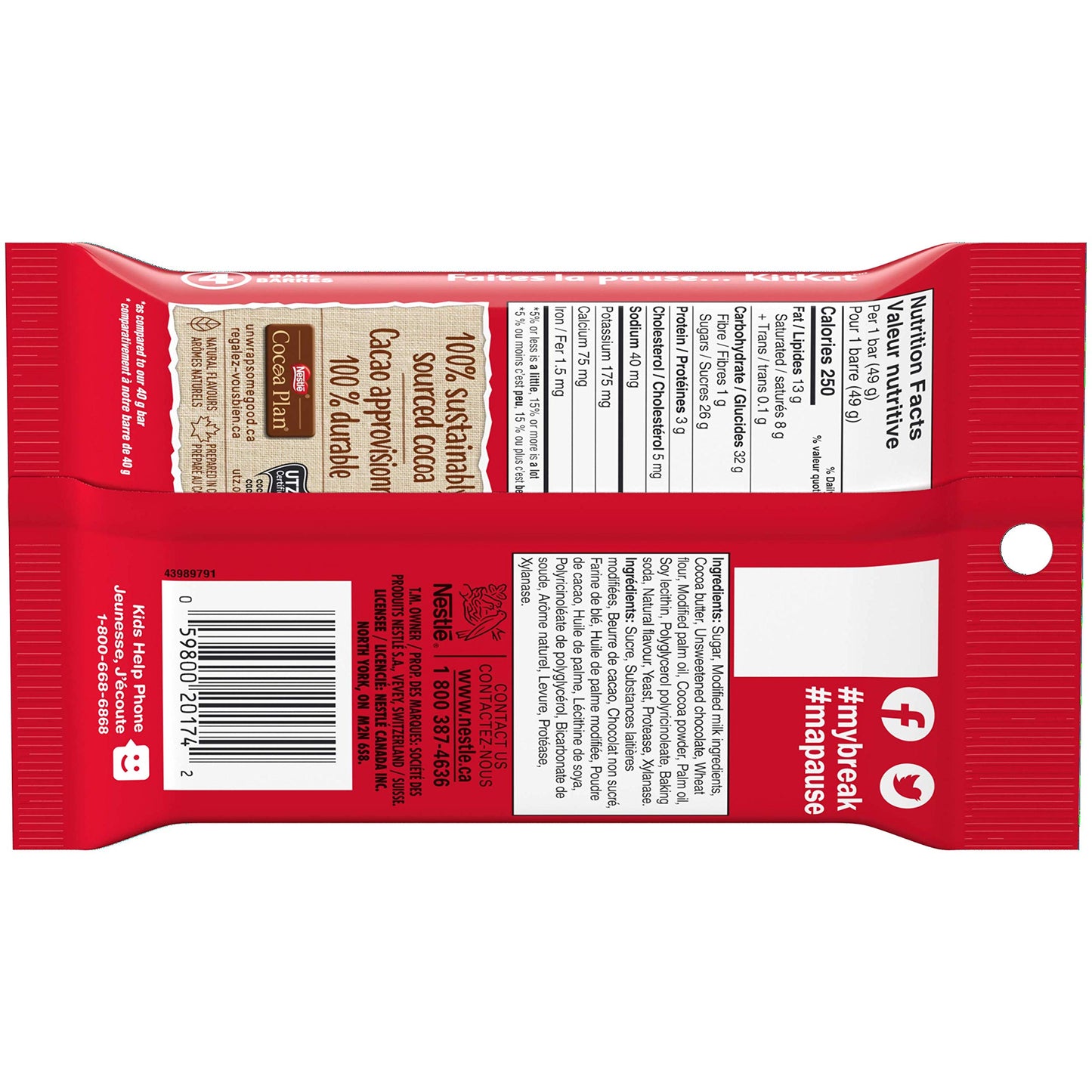 Kit Kat Chunky Chocolate Bars Multipack, 4 X 49g, 196g/6.9oz (Shipped from Canada)