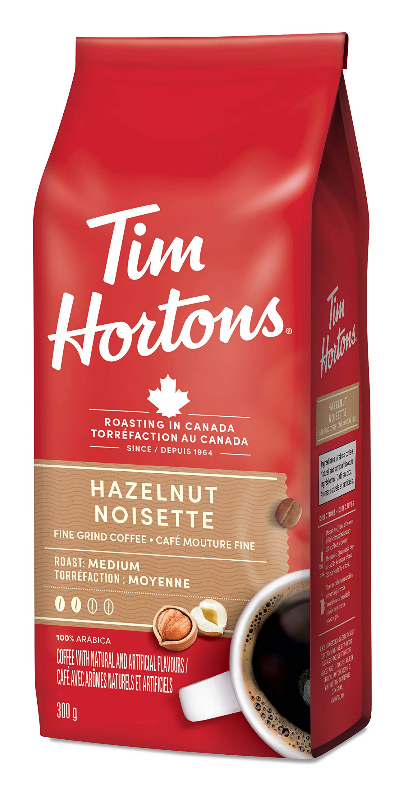 Tim Hortons Hazelnut Light Medium Roast Fine Grind Coffee 300g/10.58oz (Shipped from Canada)