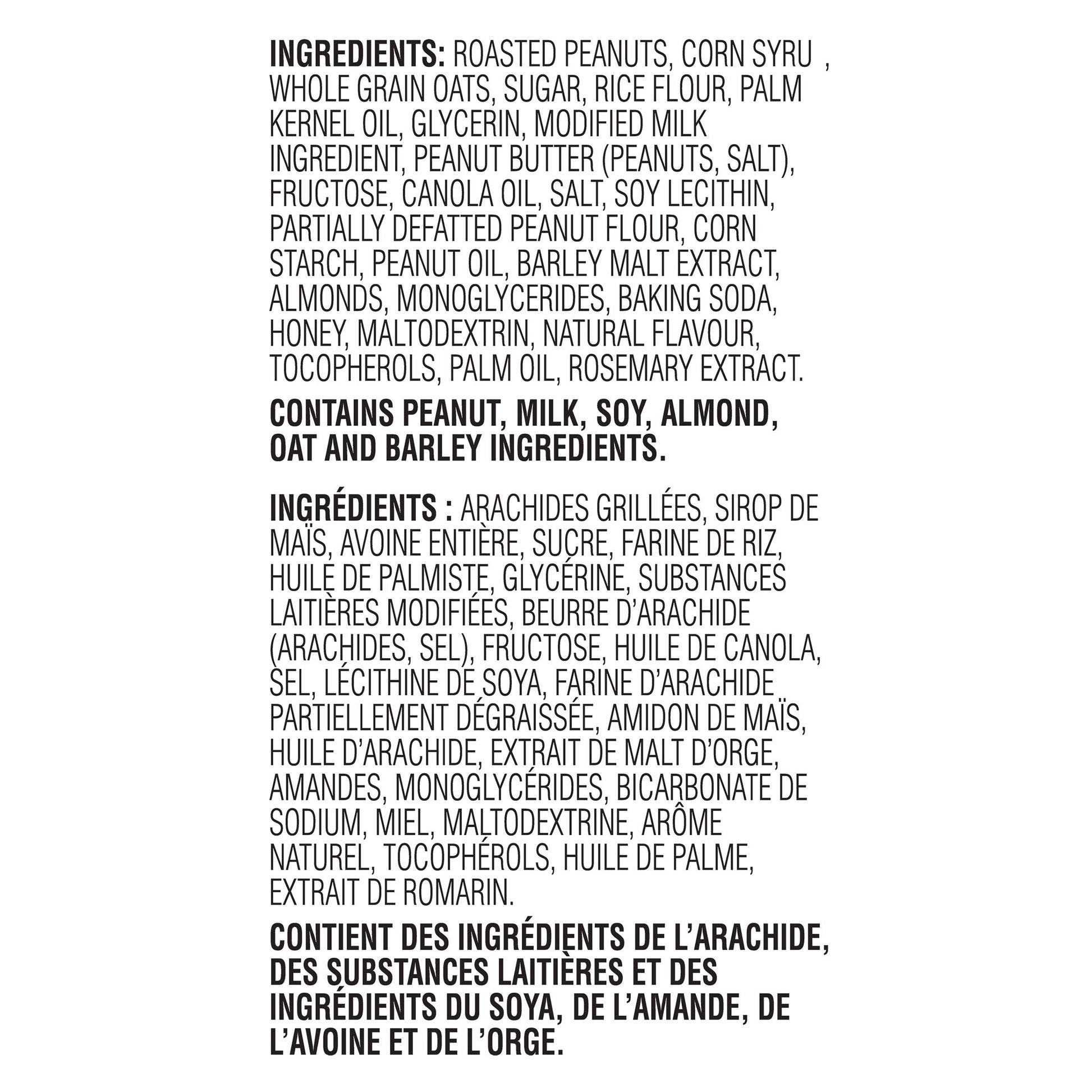 Nature Valley Sweet Salty Peanut Granola Bars Ingredients