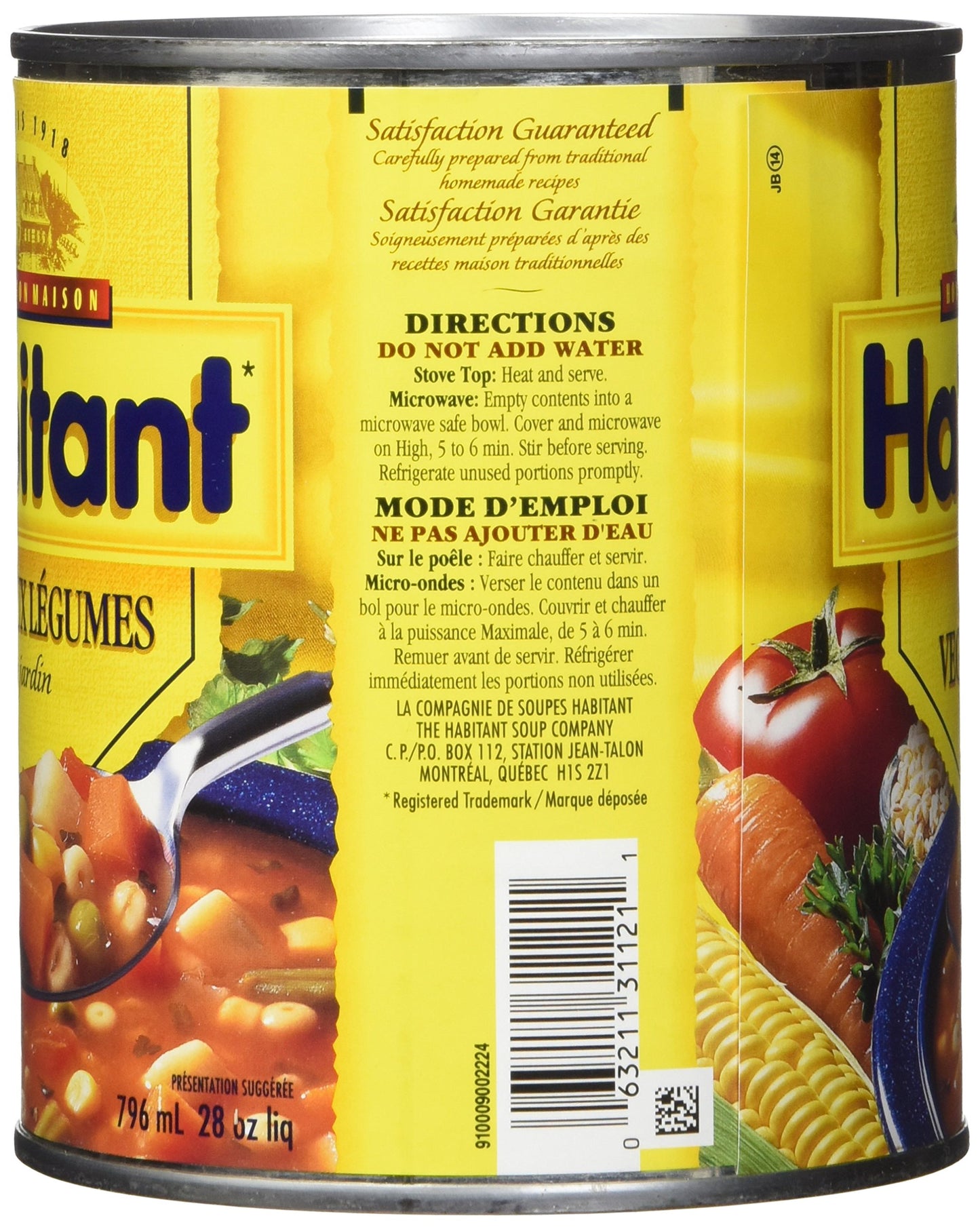 Habitant Garden Vegetable Soup 796ml/28oz (Shipped from Canada)