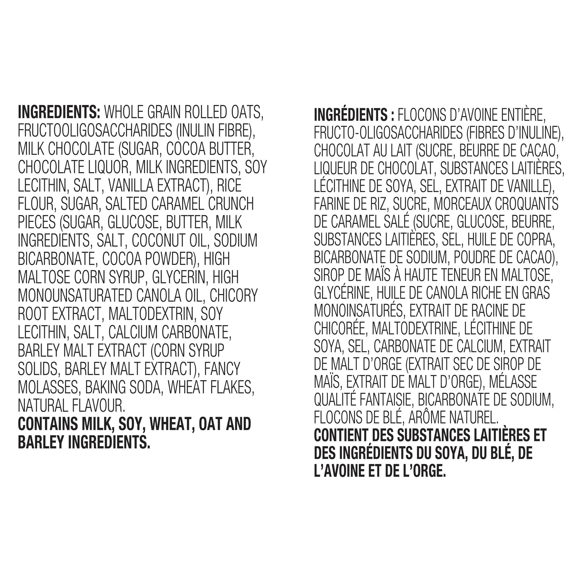 Nature Valley Lunch Box Caramel Chocolate Bars Ingredients