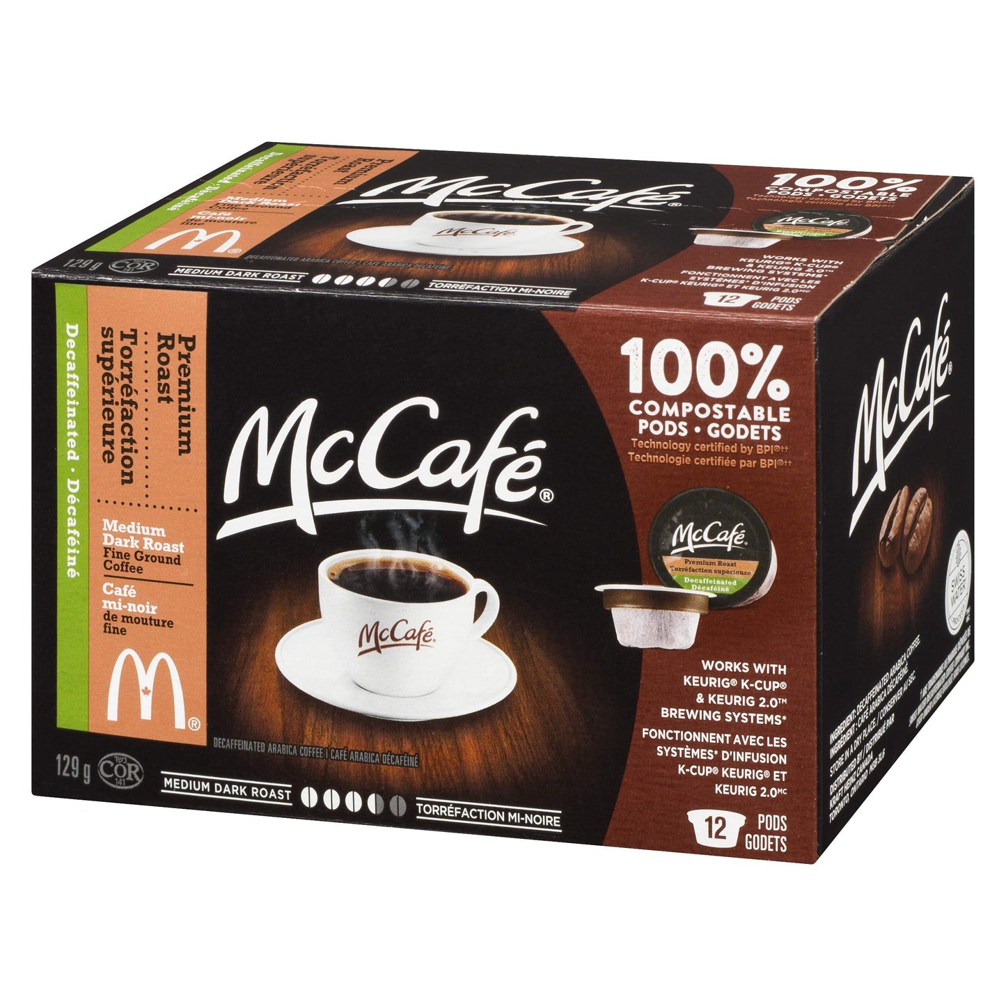 McCafe Premium Roast Decaffeinated Coffee Single Serve Pods 12ct Shipped from Canada)