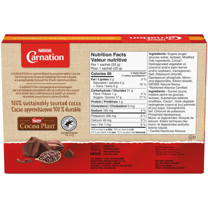 Nestle Carnation Hot Chocolate Rich and Creamy 10 x 25 g sachets, 250g (8.83oz), Product of Canada